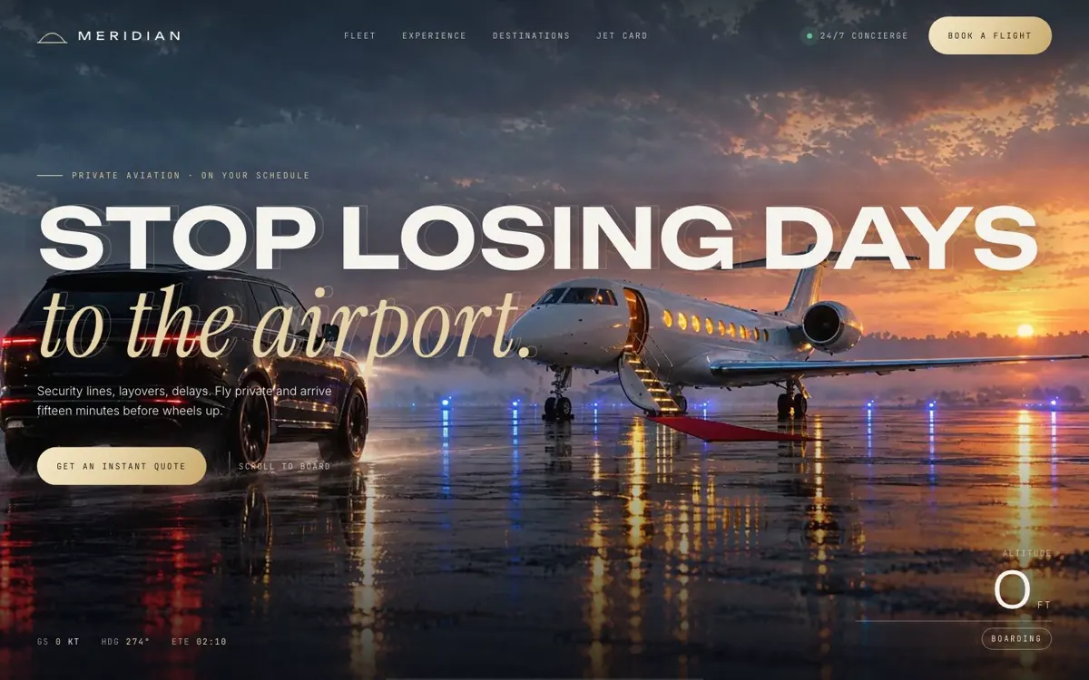 Meridian demo homepage hero